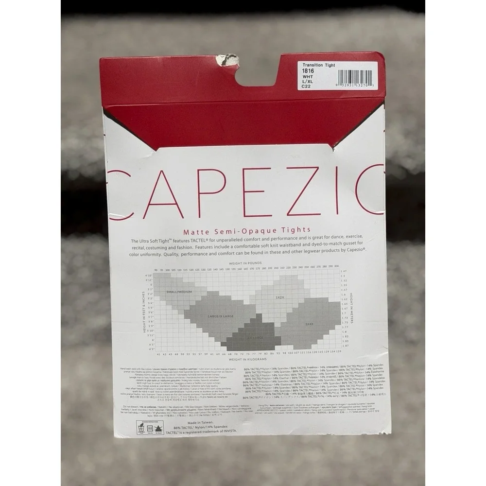 NEW Capezio Girls Ultra Soft Transition Tights White L XL #1816 Convertible‎